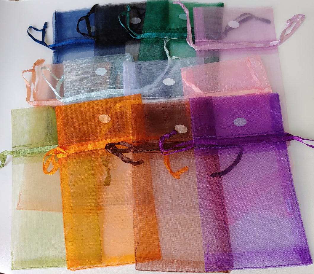 Organza Fabric Drawstring Assorted Color Bags Sheer 4x5 inches, 144 count