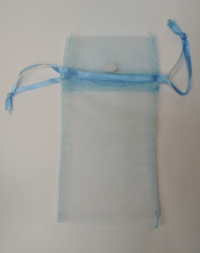 Organza Fabric Drawstring Blue Bags Sheer 5x6 inches, 144 count