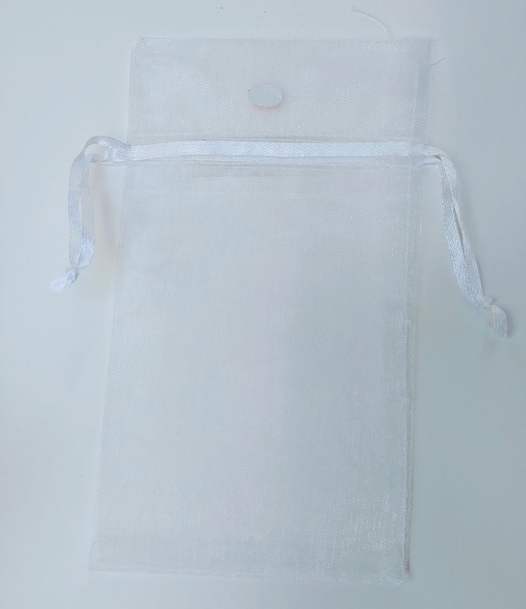 Organza Fabric Drawstring White Bags Sheer 6x8 inches, 144 count