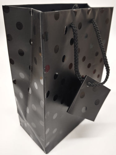 Tote Bags Black on Black PolkaDot Print, 100 count Size: 4x 4.5x 2.75 inches