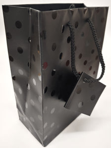 Tote Bags Black on Black PolkaDot Print, 100 count Size: 4x 4.5x 2.75 inches