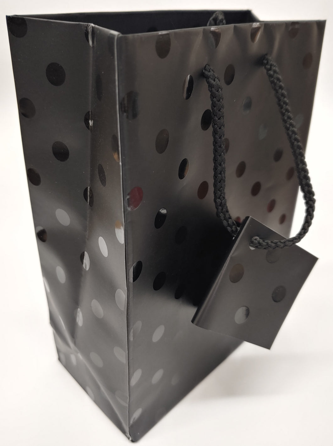 Tote Bags Black on Black PolkaDot Print, 100 count Size: 4x 4.5x 2.75 inches