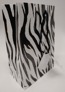 Tote Bags Glossy Black and White Zebra Print, 100 count Size: 4x 4.5x 2.75 inches
