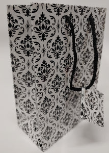 Tote Bags Glossy Black and White Damask Print, 100 count Size: 4x 4.5x 2.75 inches